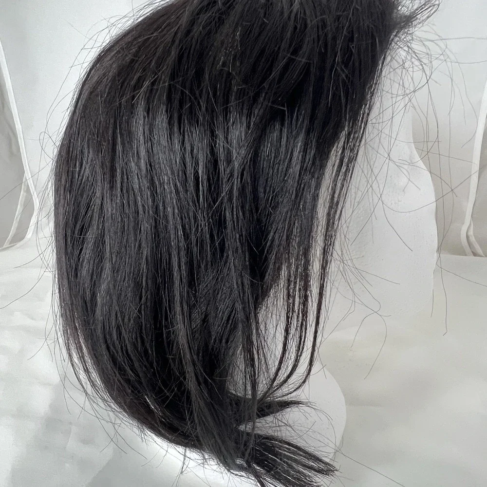 Black Lace Front Wig Layered Bob Synthetic natural Hairline Cosplay Costume NWT